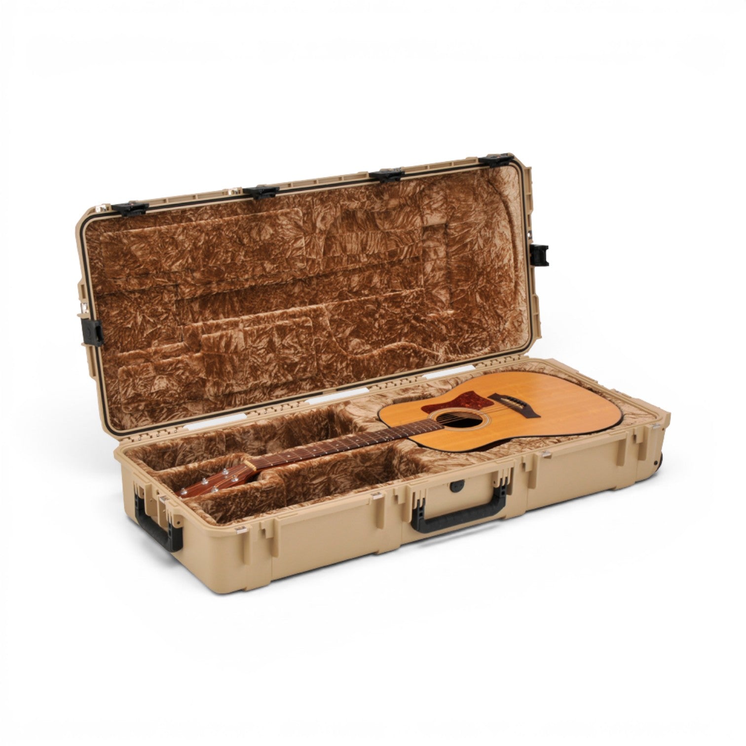 SKB Cases iSeries tan waterproof injection molded acoustic dreadnought guitar flight case with plush interior