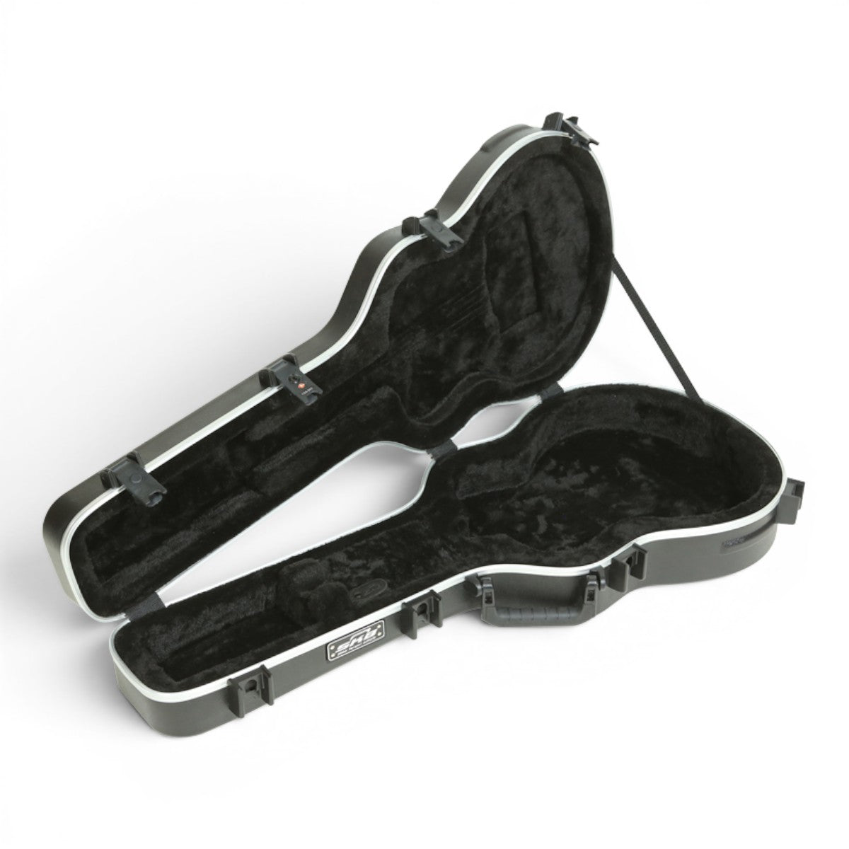 SKB Cases Taylor GS Mini acoustic guitar hard case with black plush interior and TSA-approved locking latches.
