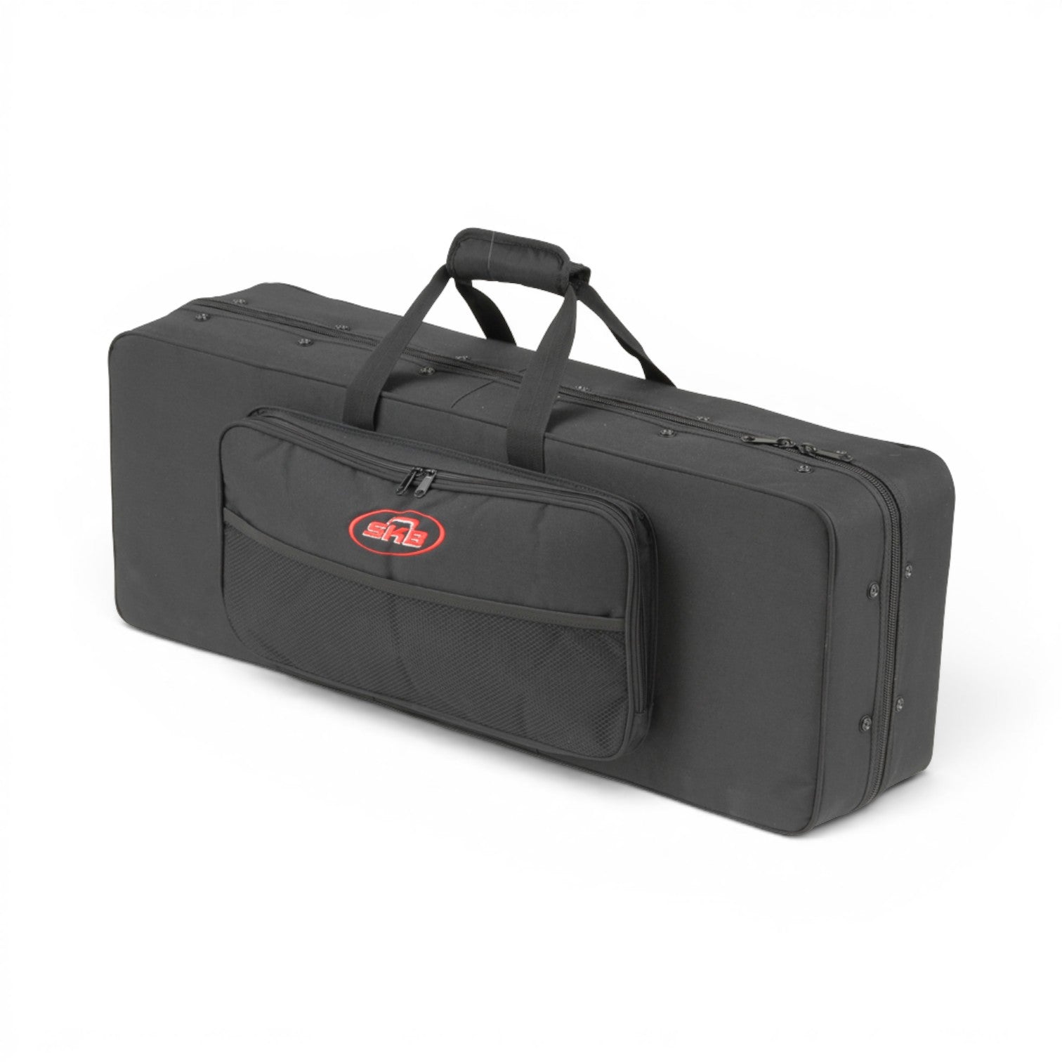 SKB Cases tenor saxophone soft case in black 600 Denier nylon with external accessory pouch and carrying handles.