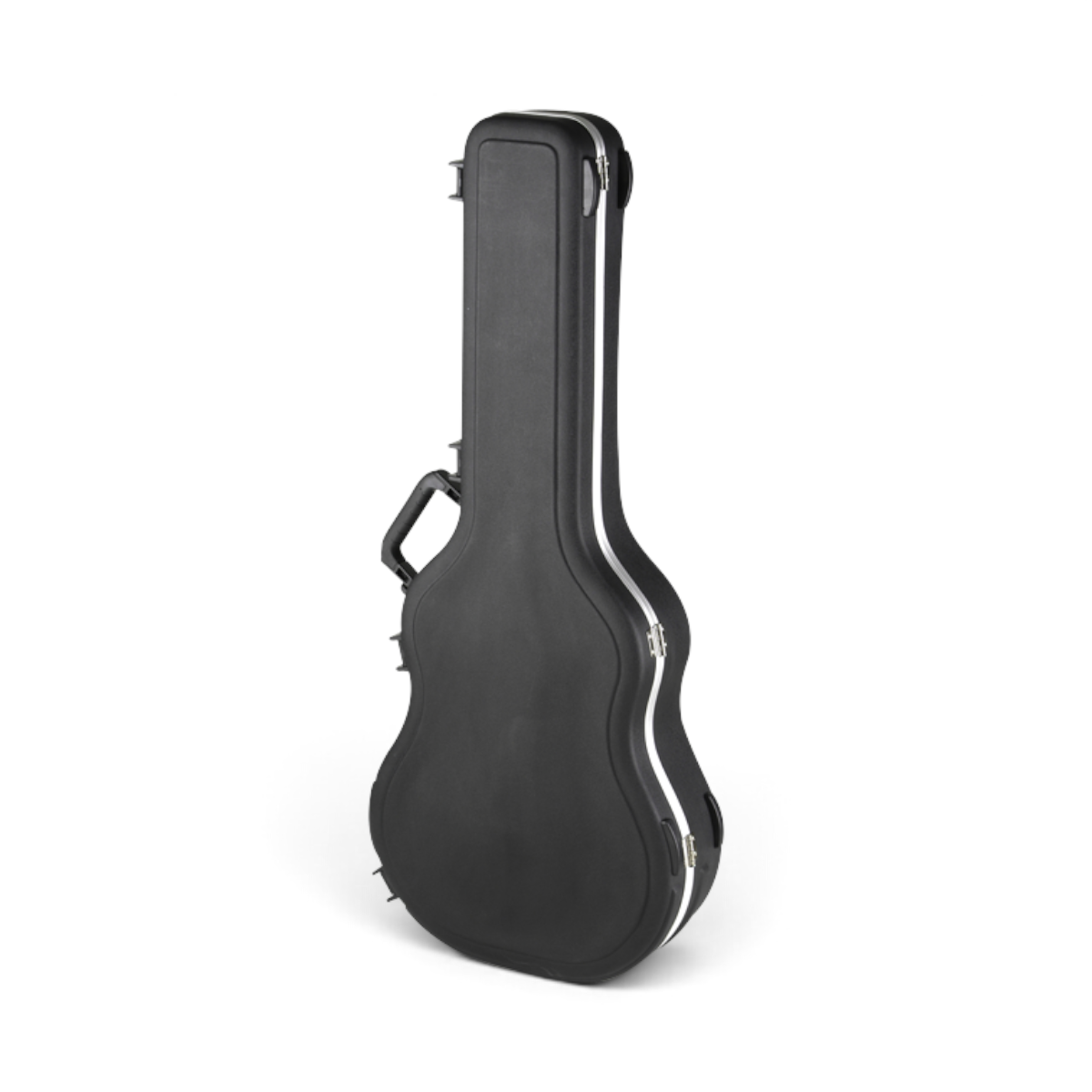 SKB Cases arch top guitar case for thin-body acoustic-electric and classical guitars with TSA-approved latches.