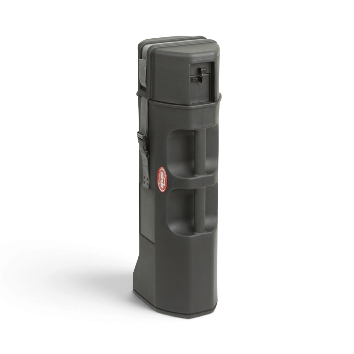 SKB Cases TL Series 2907 roto-molded black tripod case with heavy-duty straps and ergonomic carrying handles.