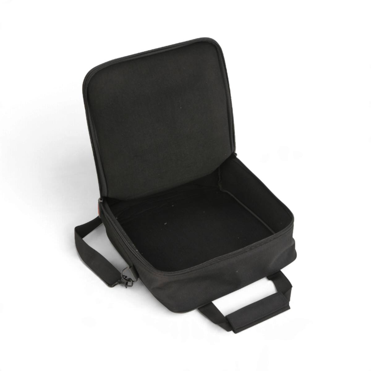 SKB Cases UB Series 1212 black padded equipment bag with open lid and carrying handle on a white background