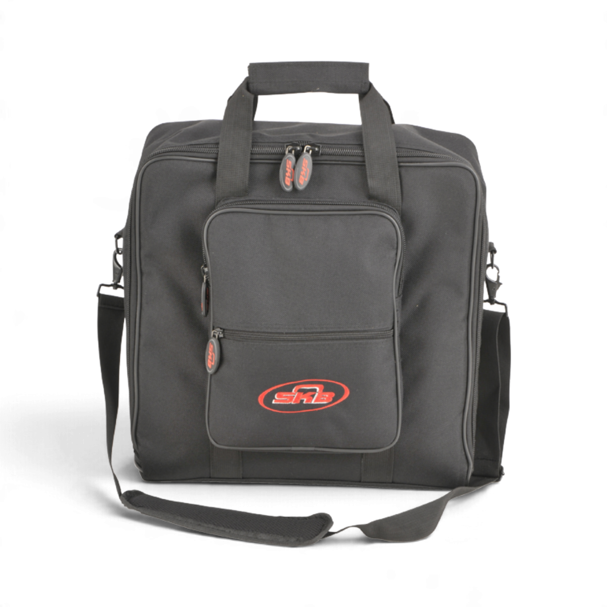 SKB Cases UB Series 1515 black padded mixer and equipment bag with shoulder strap and exterior accessory pocket.