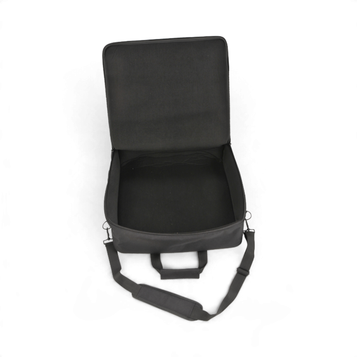 SKB Cases UB Series 1818 black padded mixer equipment bag with shoulder strap and open top view