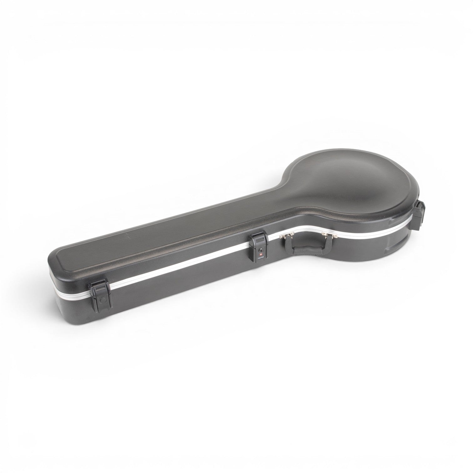 SKB Cases universal 4/5 string banjo case in black ABS plastic with TSA-approved locking latches.