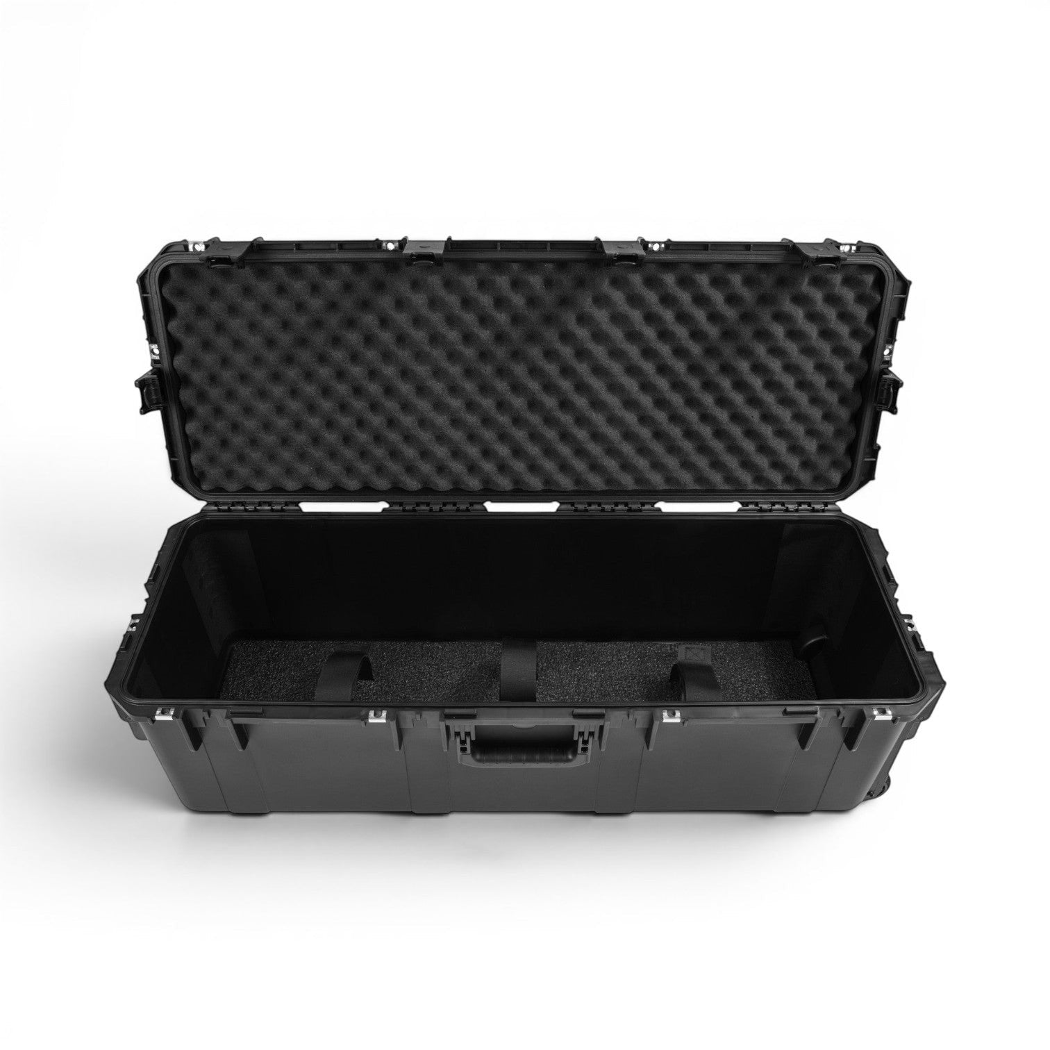 SKB Cases iSeries universal black waterproof crossbow case with interior foam padding and securing straps.
