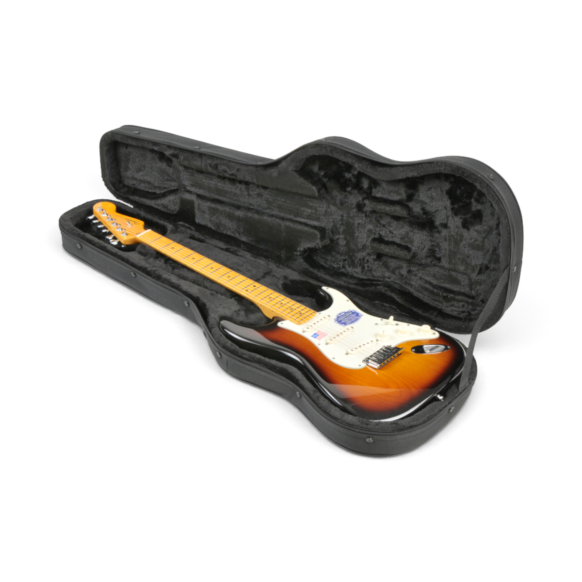 SKB Cases universal electric guitar soft case with plush-lined rigid foam interior and sunburst electric guitar