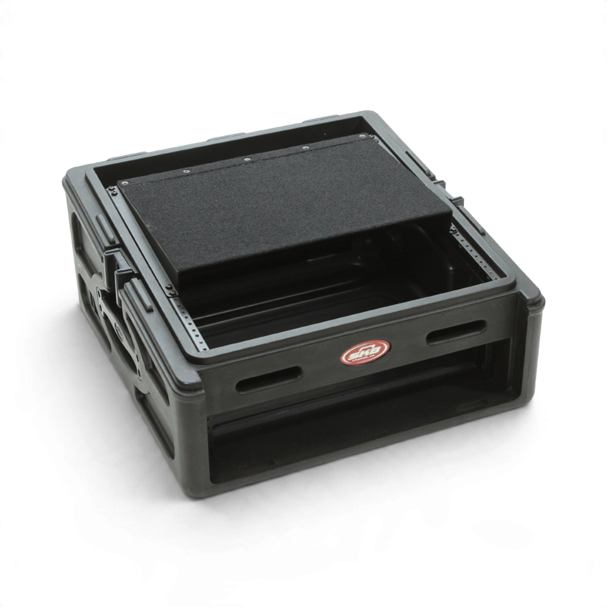 SKB Cases 8U rack shelf with black hook and loop surface for slant mount mixer cases and DJ equipment