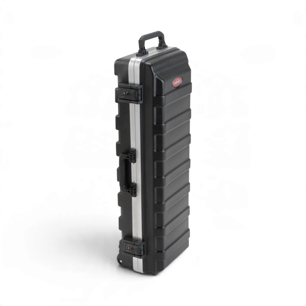 SKB Cases vSeries 3611 hard-shell equipment transport case in black with TSA-approved latches and built-in wheels.