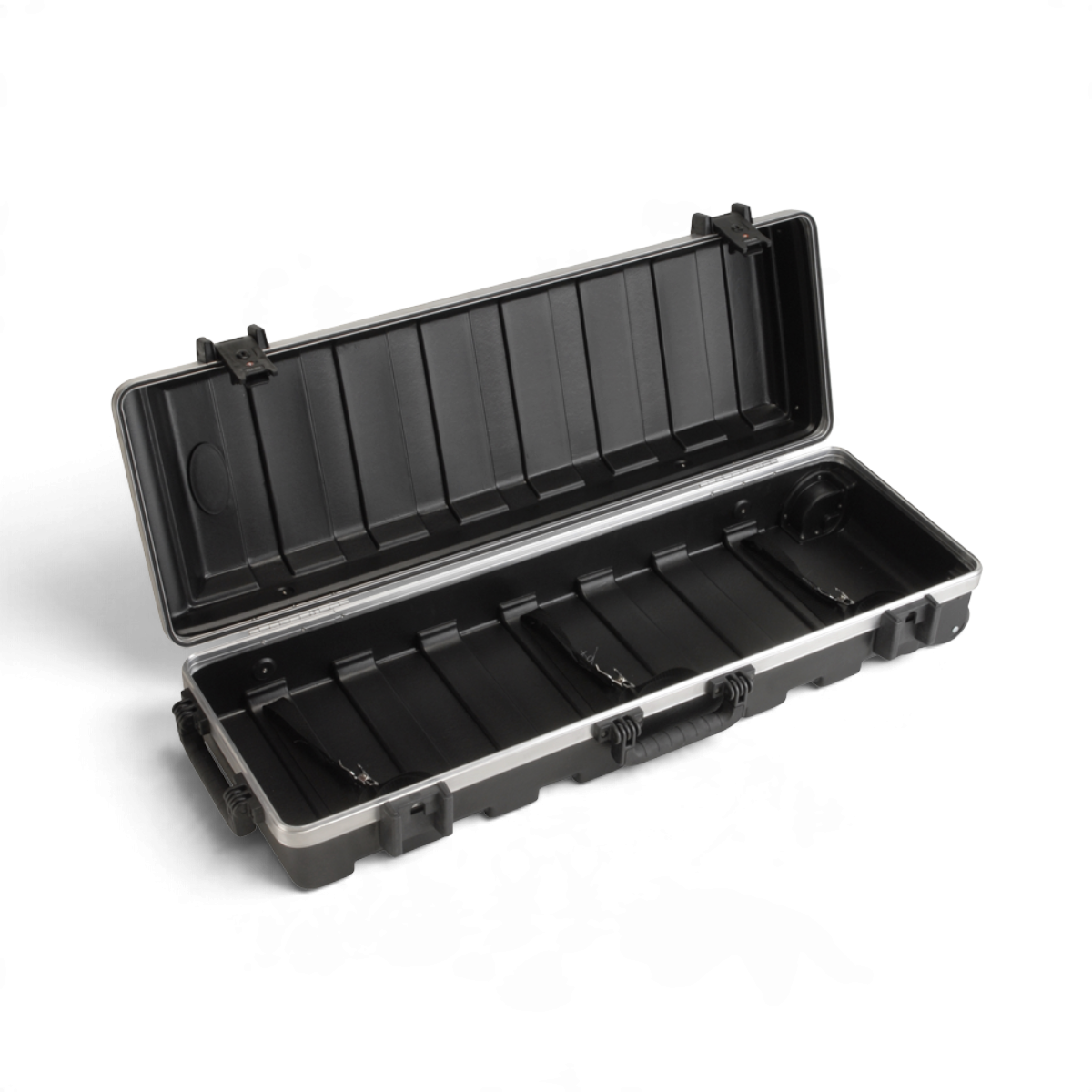 SKB Cases vSeries 3611 hard-shell equipment case with TSA-approved latches, open view showing interior straps