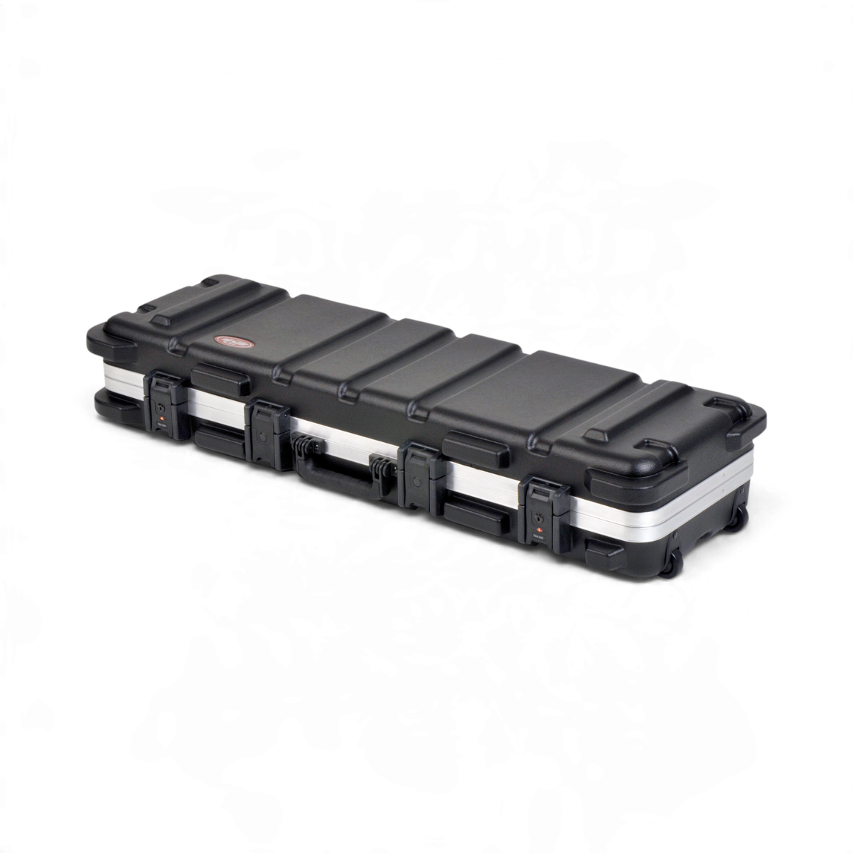 SKB Cases vSeries 4212W black injection molded shipping case with TSA locks and heavy duty wheels.