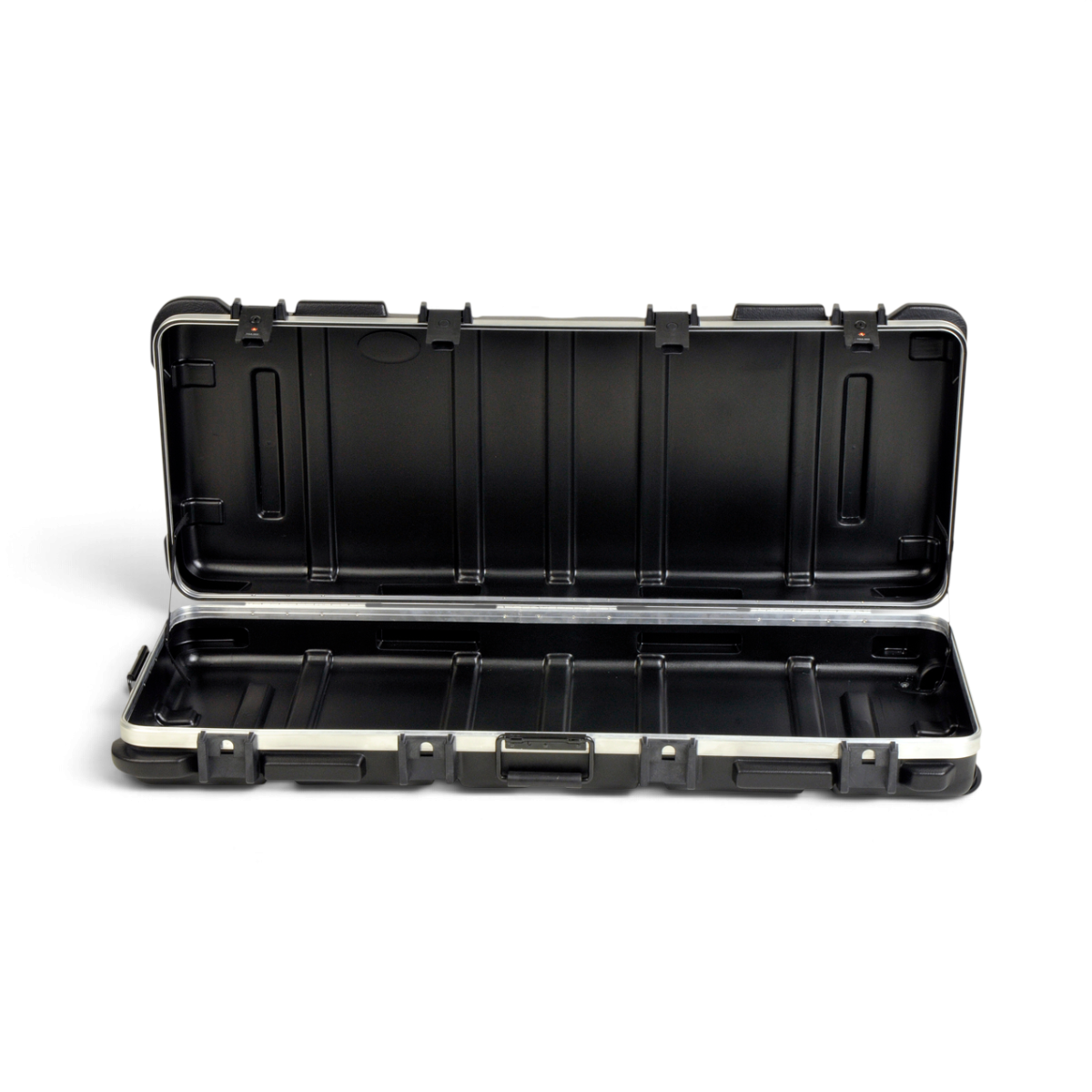 SKB Cases vSeries 4316W hard-shell transport case in black with open interior for drum hardware and mic stands.