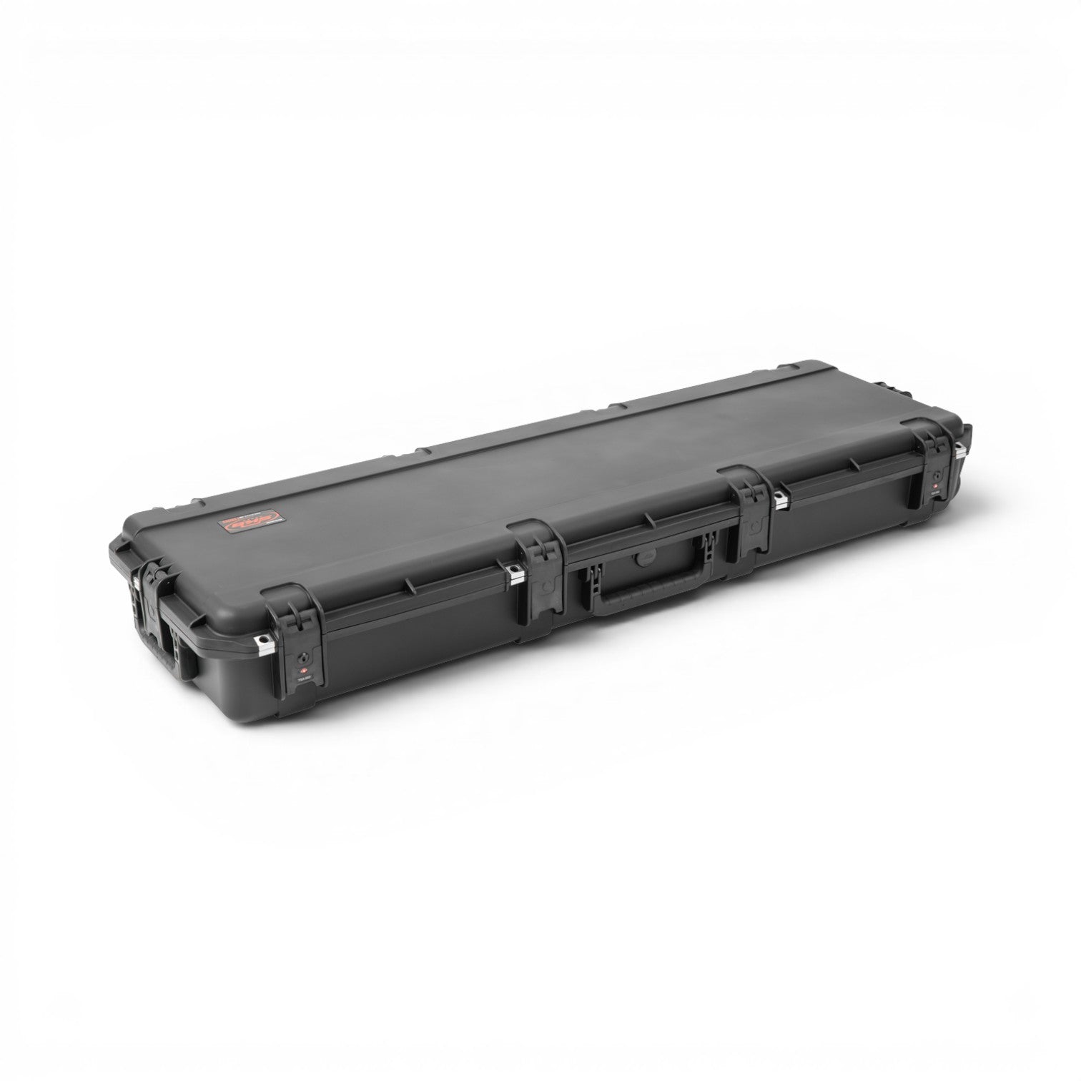 SKB Cases iSeries waterproof ATA electric bass case in black with durable injection-molded shell and locking latches.
