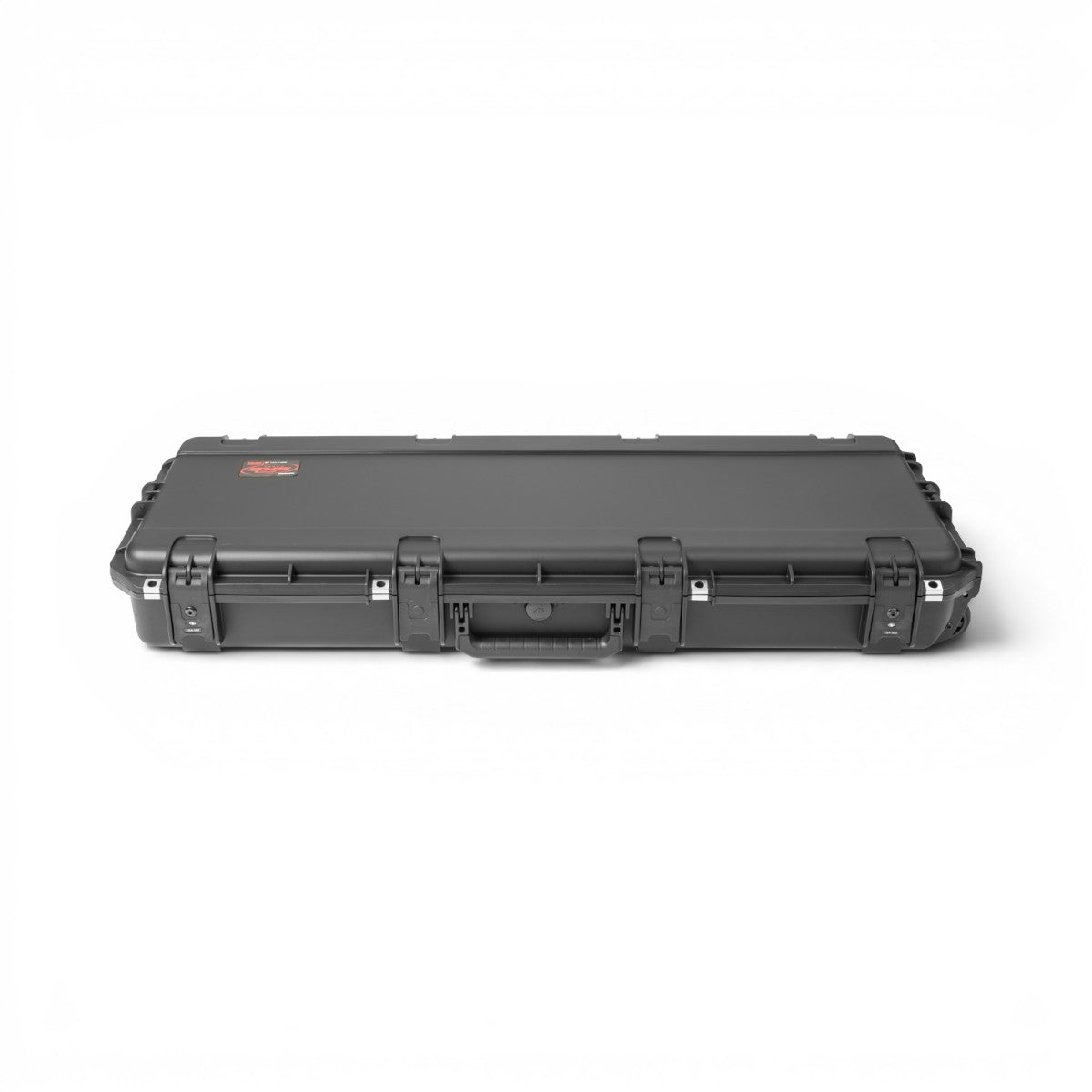 SKB Cases iSeries waterproof electric guitar flight case in black with durable polypropylene shell and locking latches.