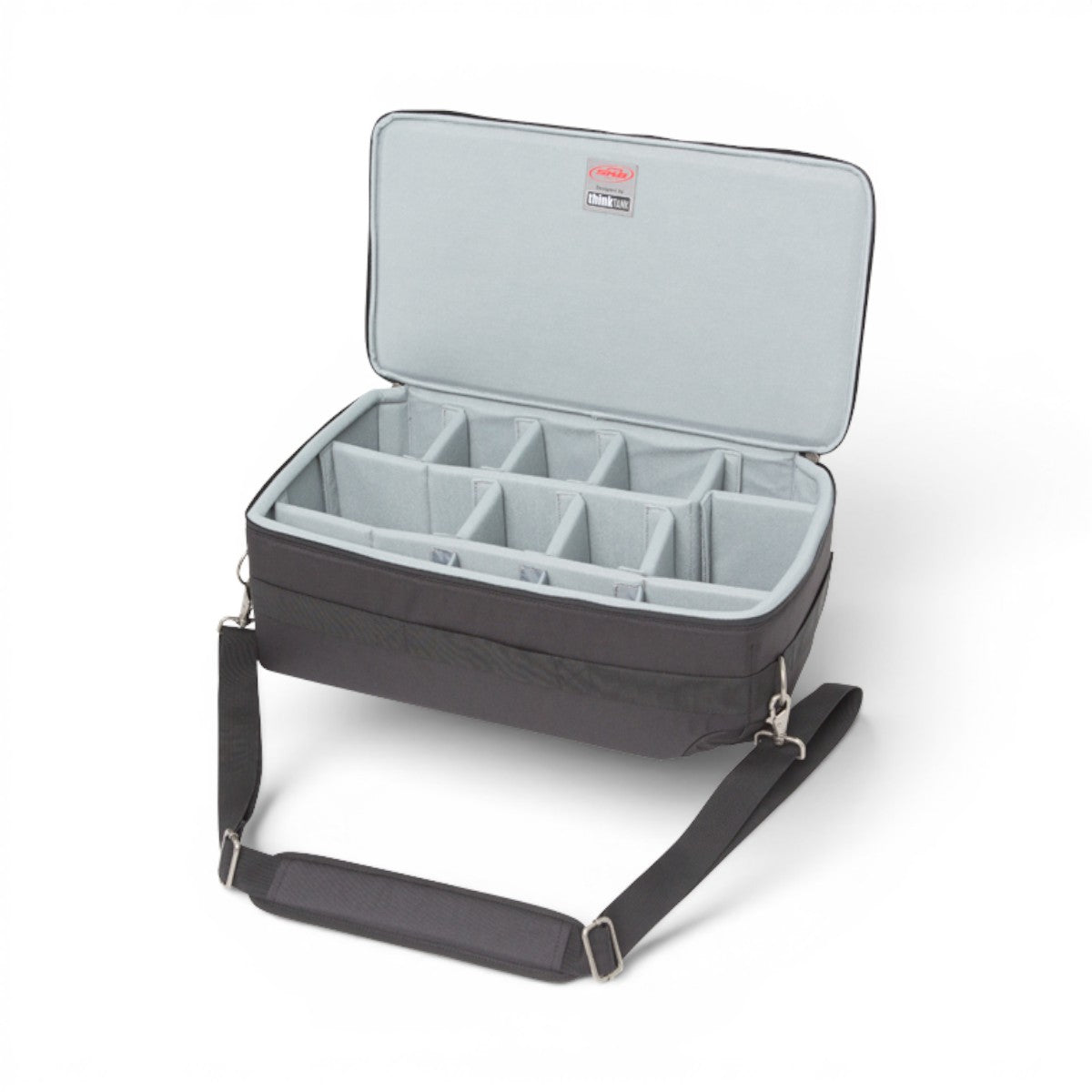 SKB Cases zippered divider set with grey Nylex interior and adjustable shoulder strap for iSeries camera cases.